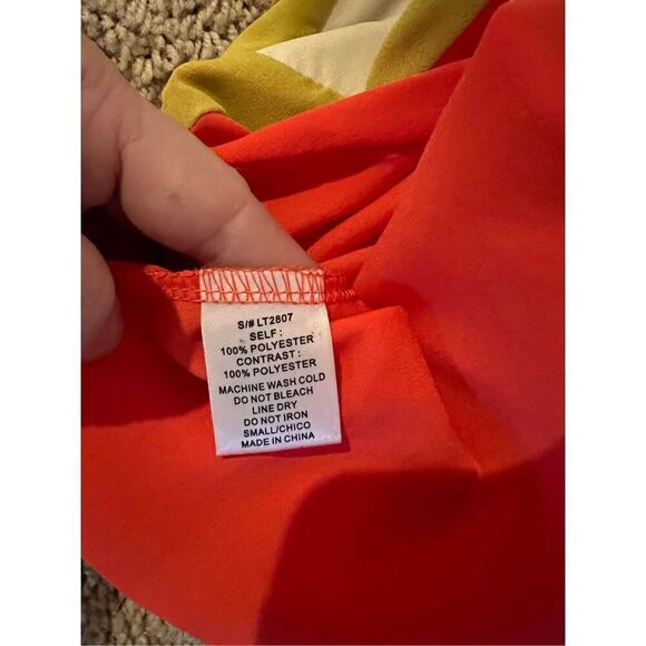 C. Luce top women’s size Small orange white yellow color block cut out cute tank - Picture 6 of 6